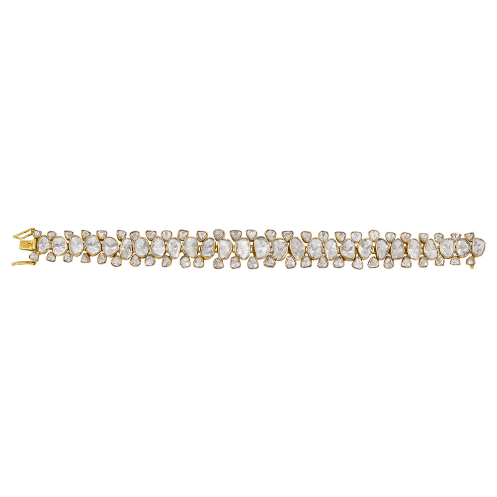 Flexible Linear Polki Bracelet in Open Setting